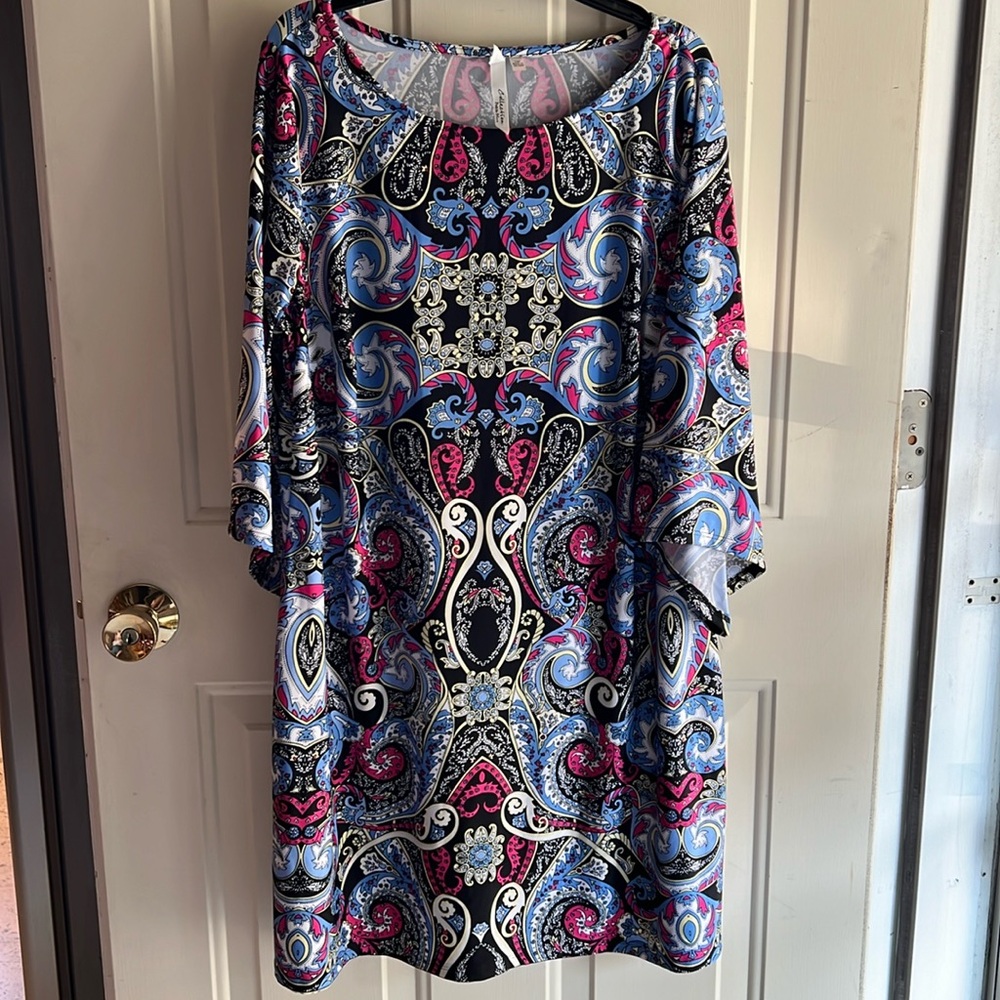 NY Collection Petite Plus 1X Paisley Dress.